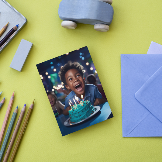 Birthday Boy A7 5x7" Card | 130# Premium Weight & Pool Blue Envelope