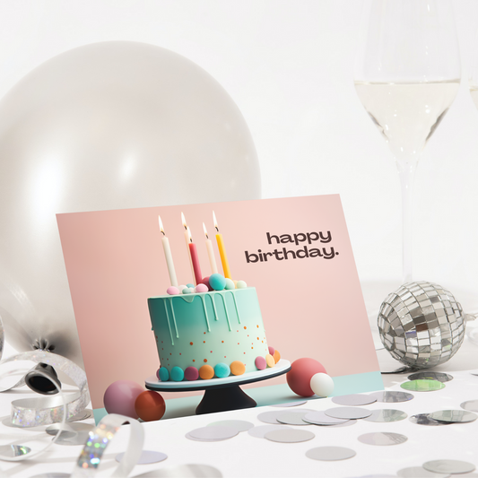 Happy Birthday A2 5.5x4.25" Card | 130# Premium Weight & Coral Envelope