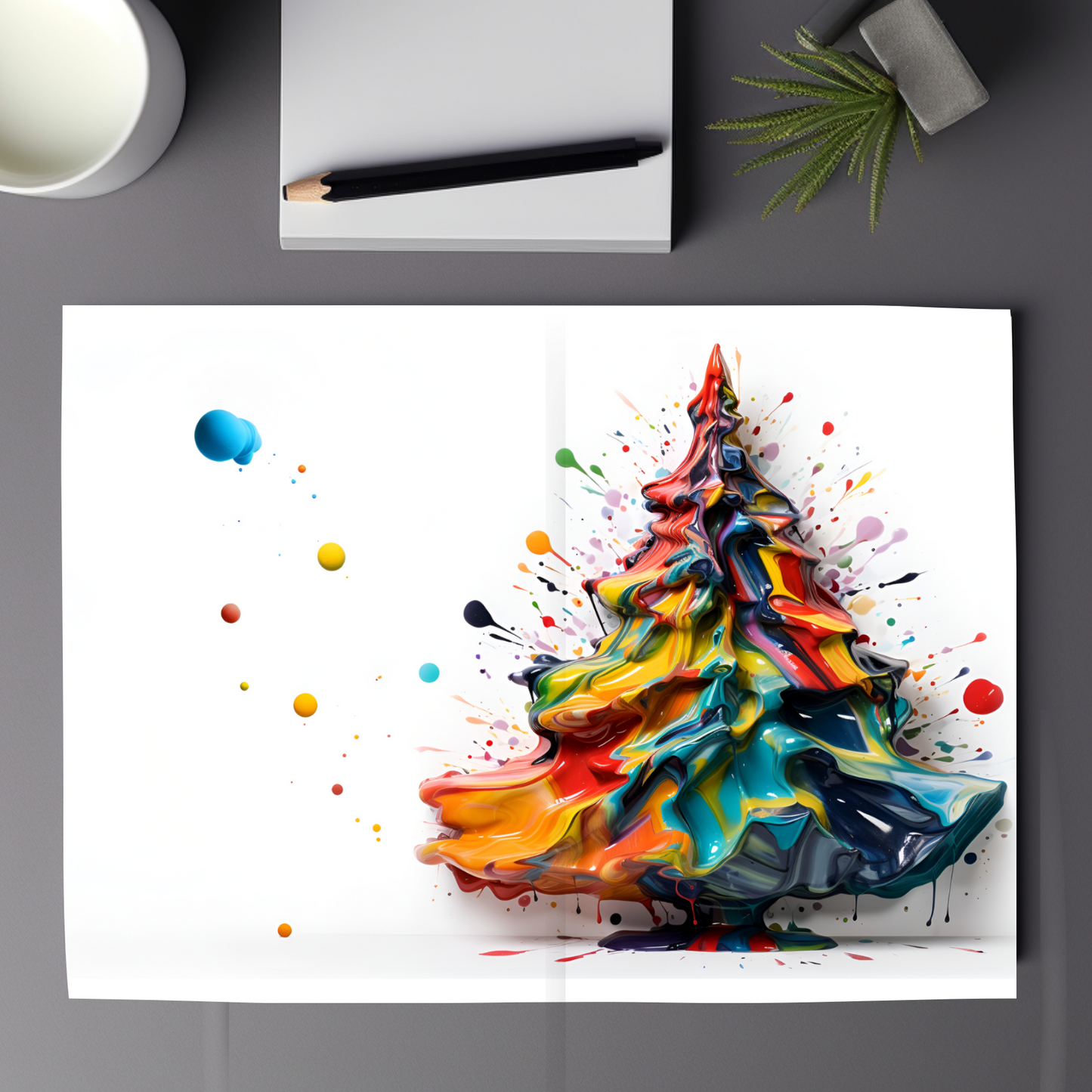 Encaustic Christmas Tree A7 5x7" Card - 5x7 inches | 130# Premium Weight & White Envelope